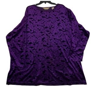 Beachamel Womens Shirt Top‎ Blouse Size 2X Purple Velvet Burnout
